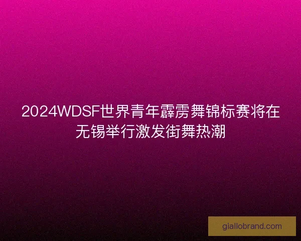 2024WDSF世界青年霹雳舞锦标赛将在无锡举行激发街舞热潮
