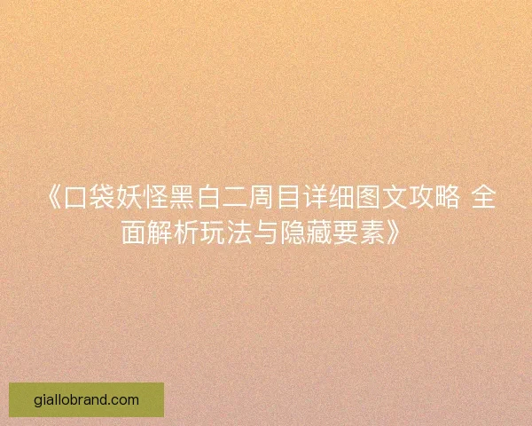 《口袋妖怪黑白二周目详细图文攻略 全面解析玩法与隐藏要素》